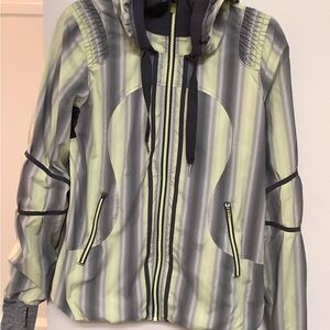 Adidas Gray and Yellow Striped Jacket with hoodie